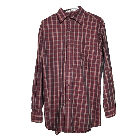 GEOFFREY Beene Long Sleeve Button Down Plaid Shirt - Size Medium - Picture 2 of 9